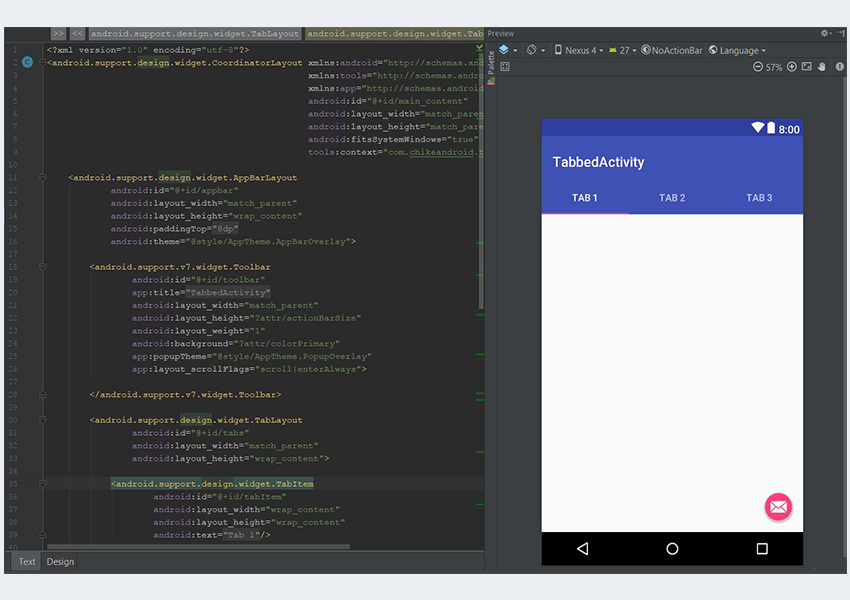 Android Studio XML дизайн-представление для макета