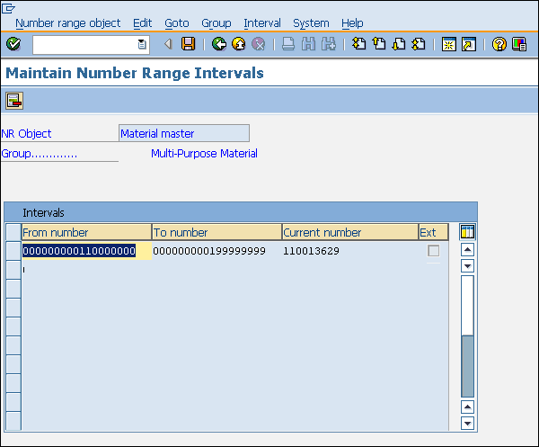 SAP Assign запись диапазона номеров
