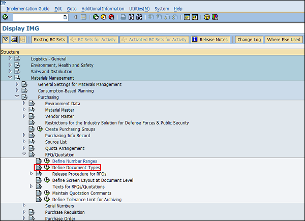 Тип документа конфигурации SAP rfq