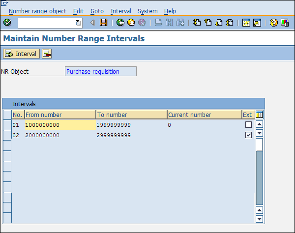 Детали заявки на покупку диапазона номеров конфигурации SAP