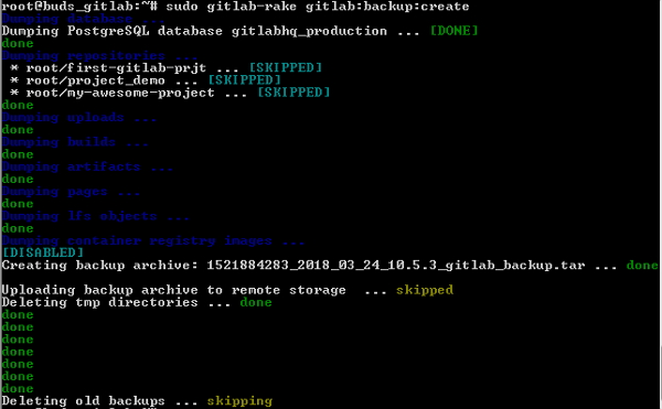 GitLab Создать резервную копию