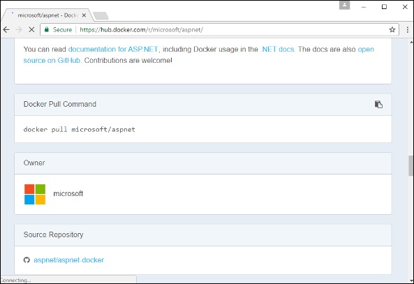 Команда извлечения Docker для ASPNET