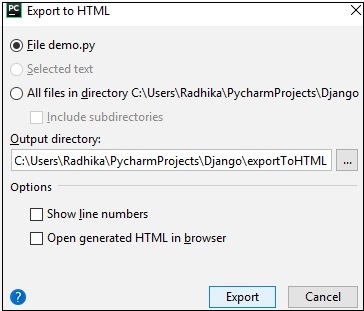 Экспорт HTML
