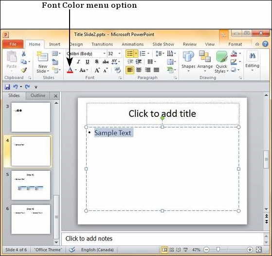 Как изменить цвет текста в презентации powerpoint