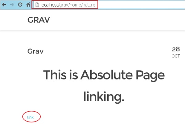 Grav Page link