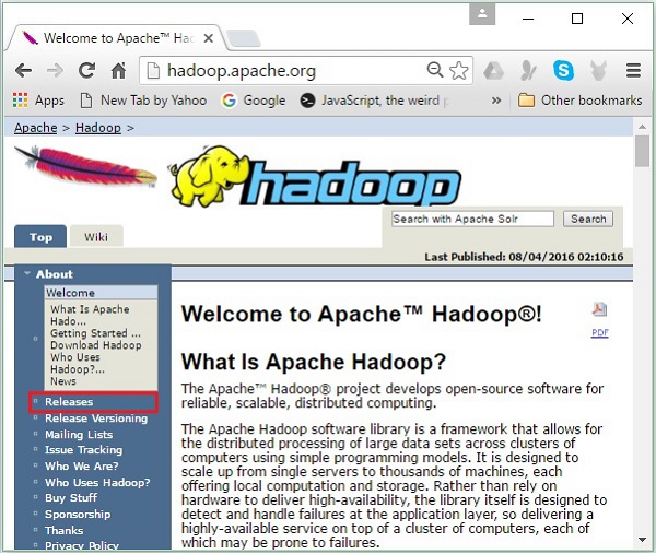 Домашняя страница Hadoop