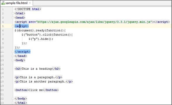 Пример кода HTML