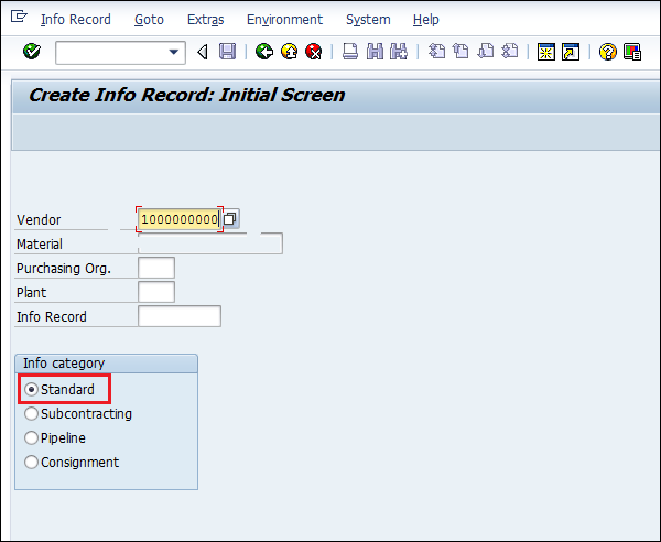 Название поставщика SAP Info Record