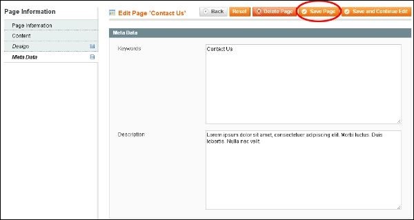 Magento setup New pages
