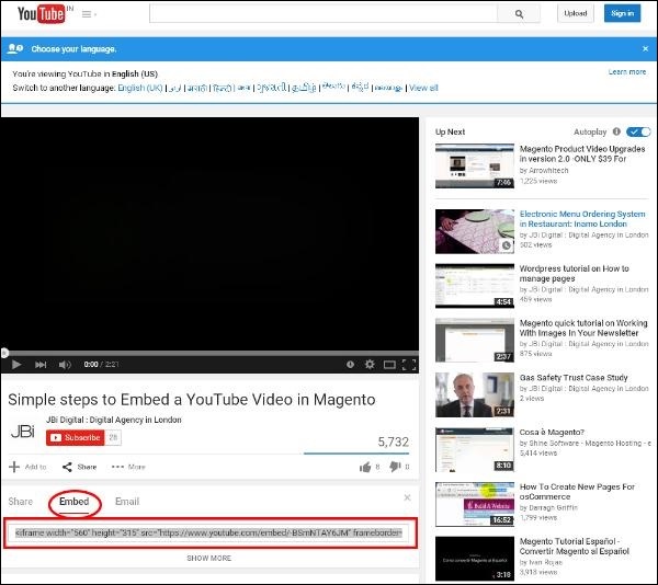 Magento Настройка Youtube видео