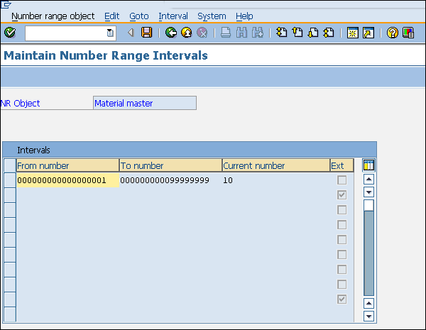 Диапазон номеров SAP определяет интервал
