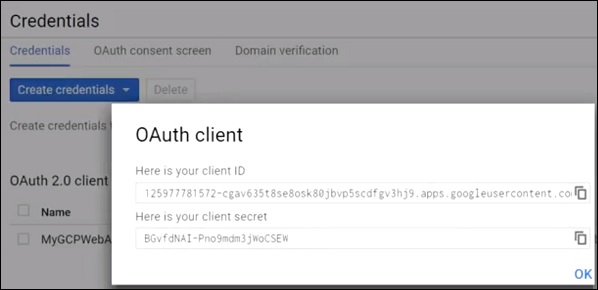 Идентификатор клиента OAuth2 создан