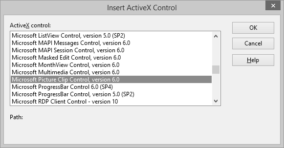Вставить элемент управления Activex