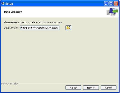 postgresql install different directory