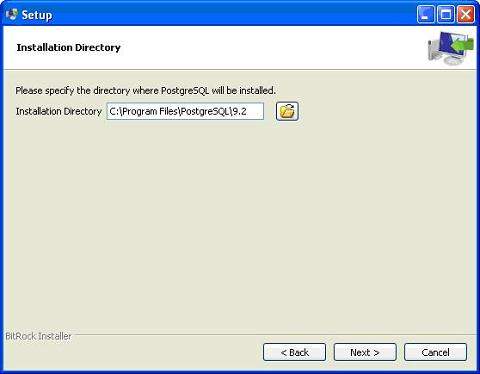 postgresql install different directory