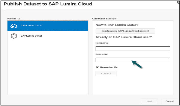 Публикация SAP Lumira Cloud Step2