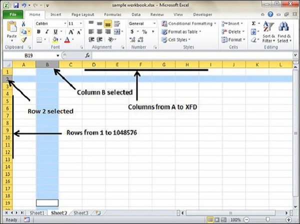 Строки и столбцы в MS Excel