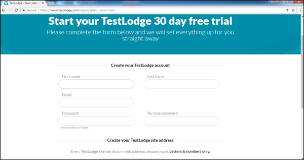 Стартовая страница TestLodge