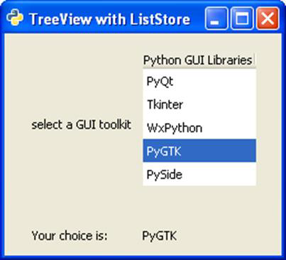 TreeView с ListStore