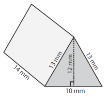 Используя сеть, чтобы найти площадь поверхности треугольной призмы Quiz4