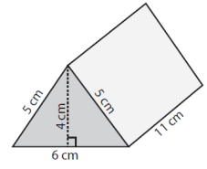 Используя сеть, чтобы найти площадь поверхности треугольной призмы Quiz7