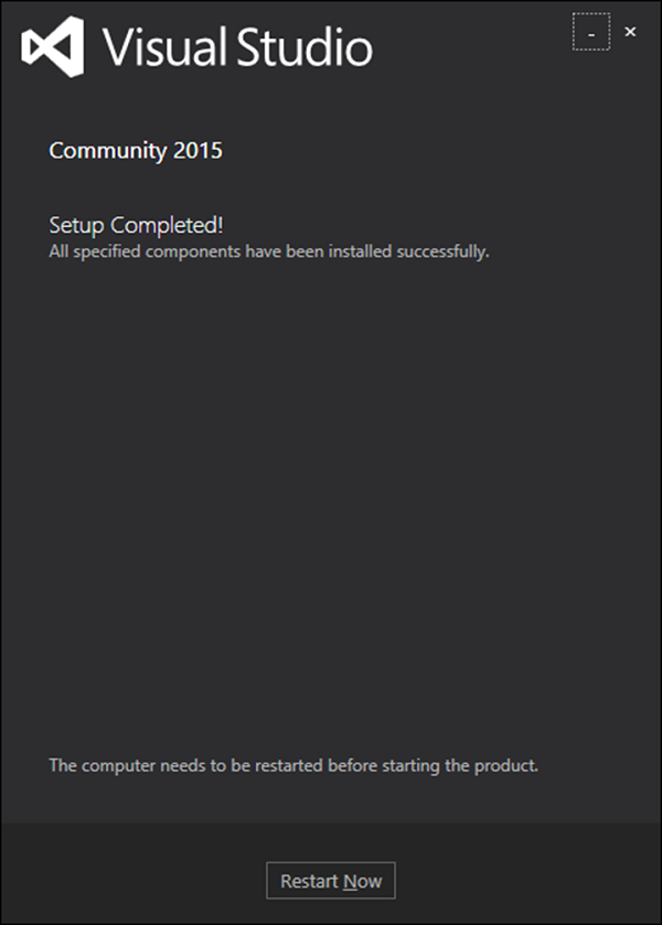 Установка Visual Studio завершена