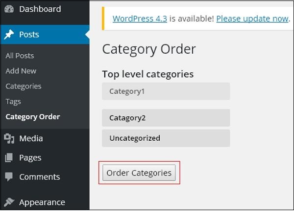 WordPress упорядочить категорию