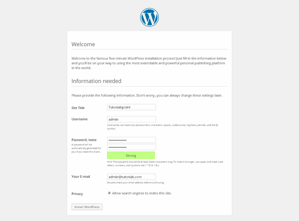 Установка WordPress