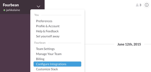 В Slack нажмите Настроить интеграцию