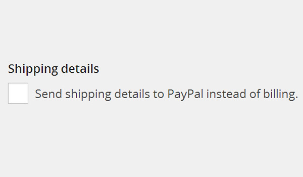 Сведения о доставке PayPal в настройках WooCommerce