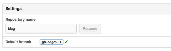 Установить GH-страниц в качестве ветви по умолчанию