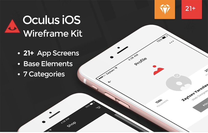 Oculus iOS Wireframe UI Kit