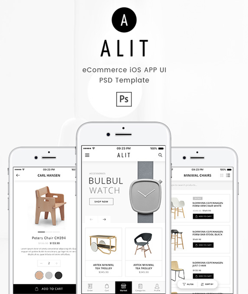 Alit - минималистский PSD UI для iOS