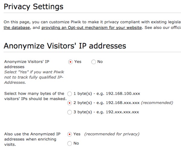 Piwik анонимизирует IP-адреса
