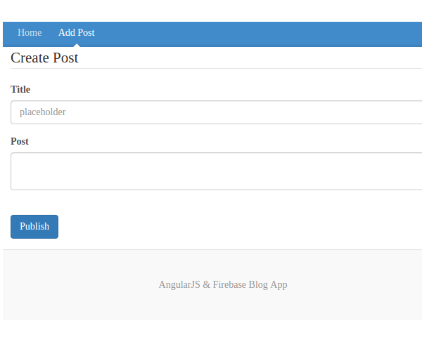 Добавить страницу публикации приложения AngularJS Firebase