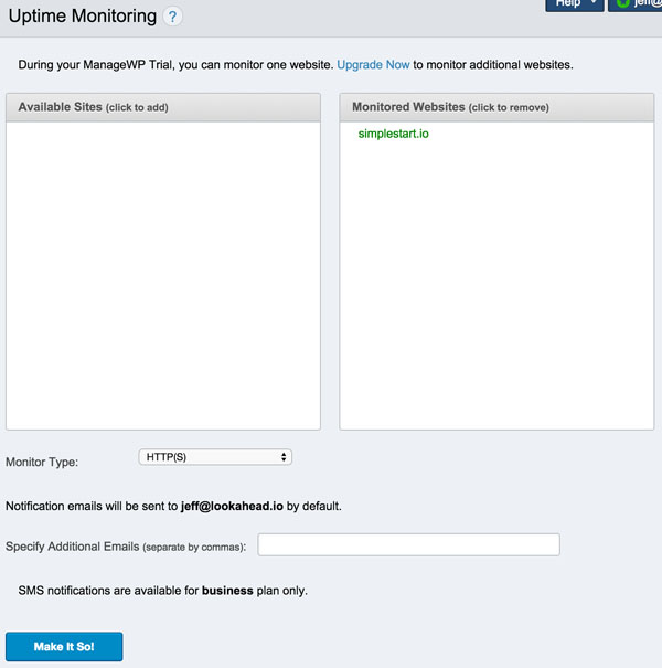 ManageWP Uptime Monitoring