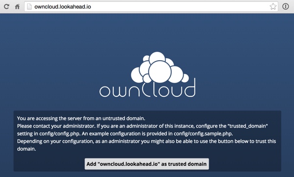 OwnCloud Logging в первый раз