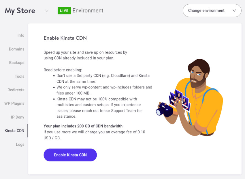 Включить Kinsta CDN