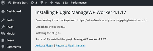 ManageWP ManageWP Worker Plugin Установка активации