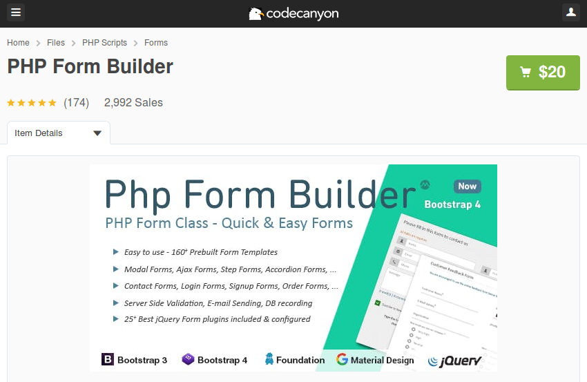 PHP Form Builder на CodeCanyon