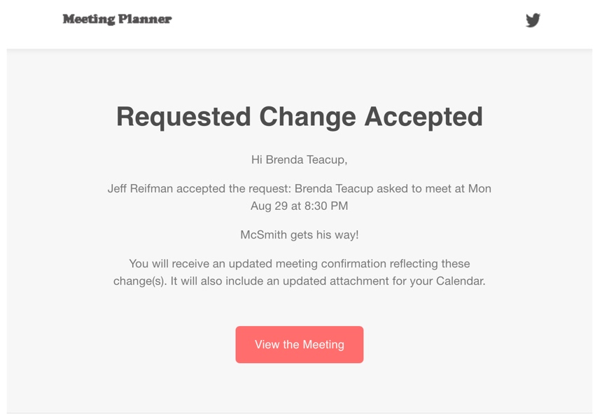 Планирование группы Startup Series - уведомление по электронной почте о том, что изменение было принято