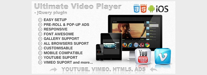 Лучший видеоплеер с YouTube Vimeo HTML5 Ads
