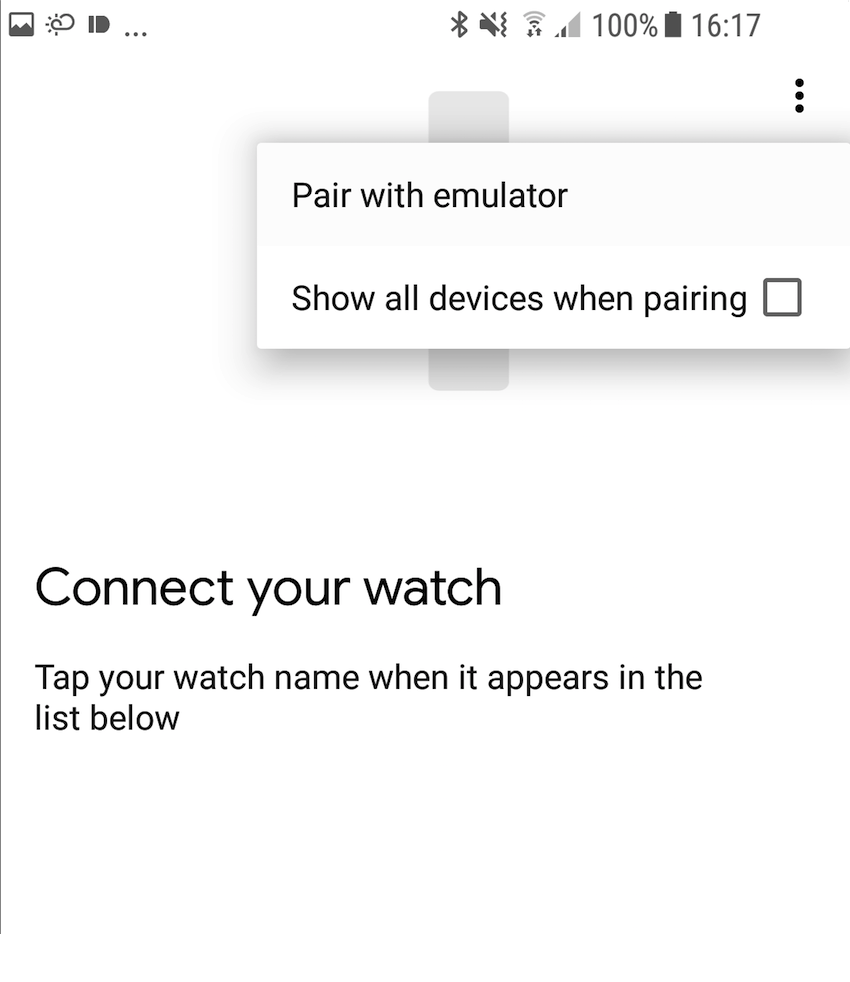 Use the Wear OS app to pair your emulator with your Android smartphone or tablet