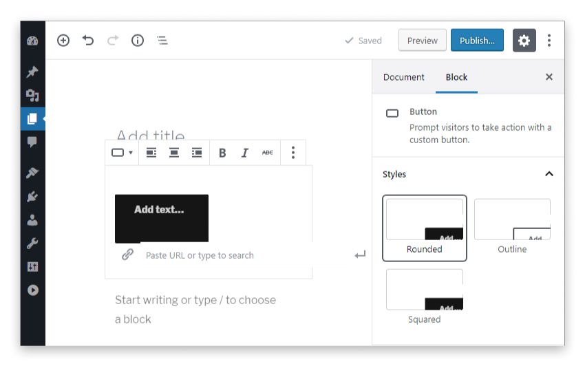 Block style variations in the block inspector