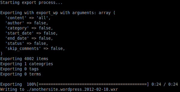 вывод `wp export`