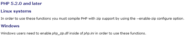 PHP.NET Zip info