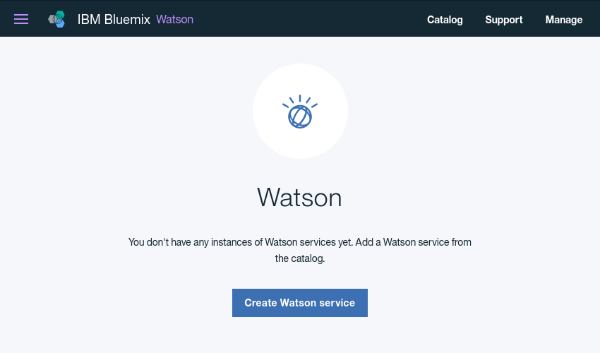 Главный экран служб Watson