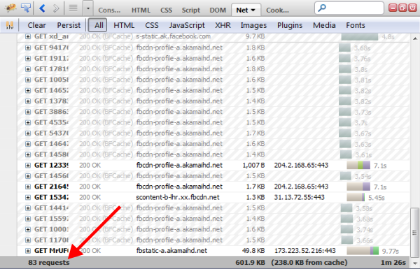 Подсчет количества HTTP-запросов через Firebug