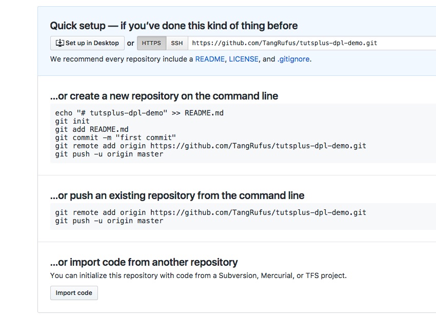 GitHub new repository page