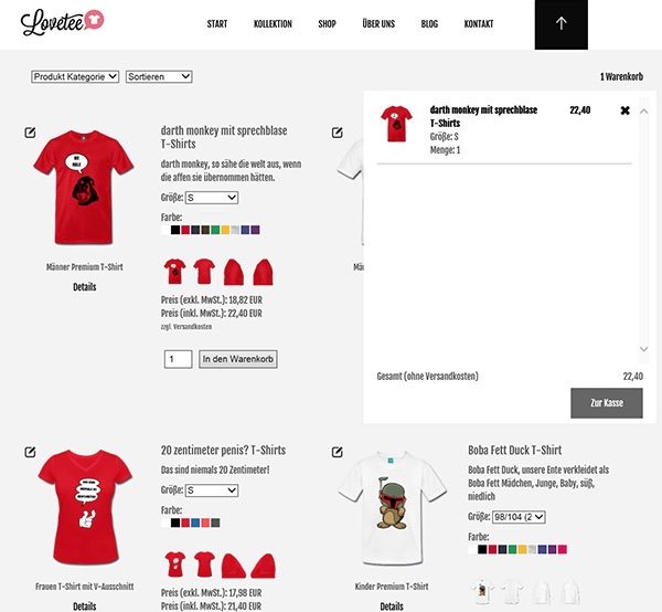 Lovette - Образец магазина Spreadshirt Shop